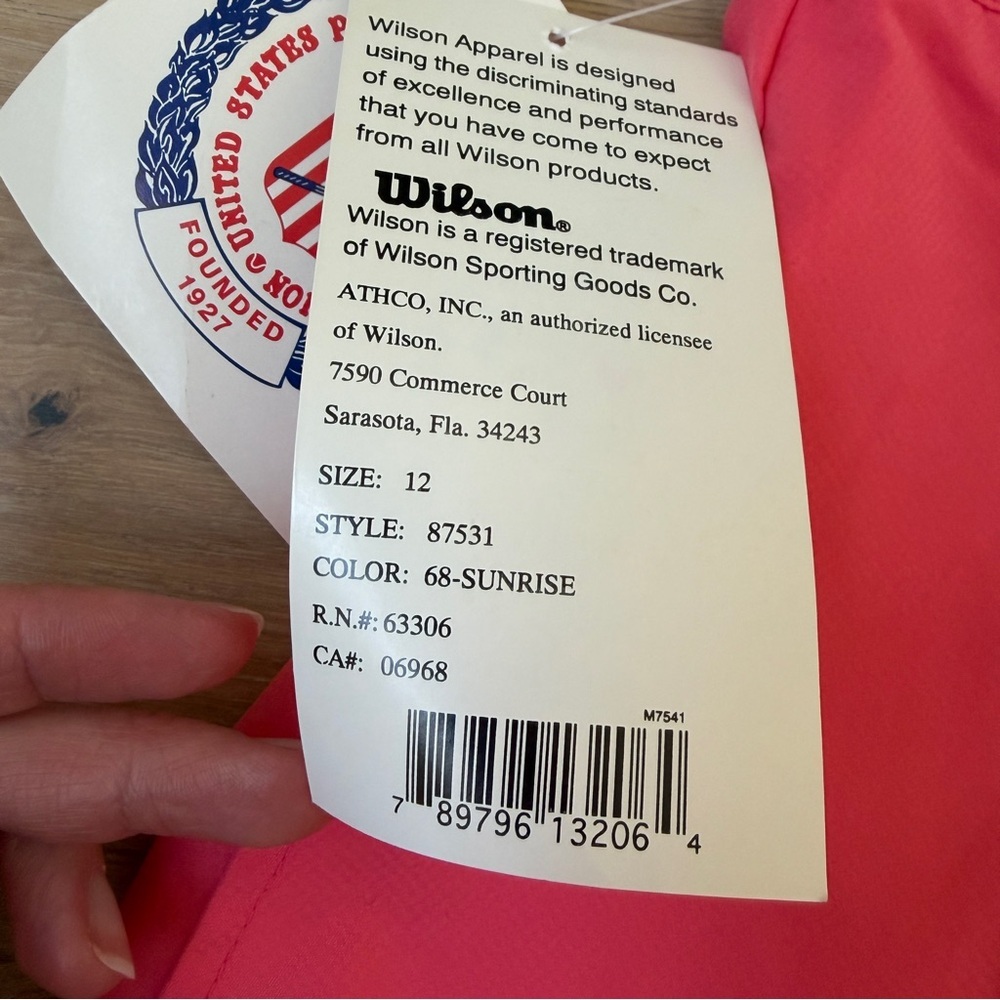 Wilson USTA Tennis Skirt Pleated Athletic Skort Sunrise Pink Women’s 12 NWT*C23 - Picture 3 of 3